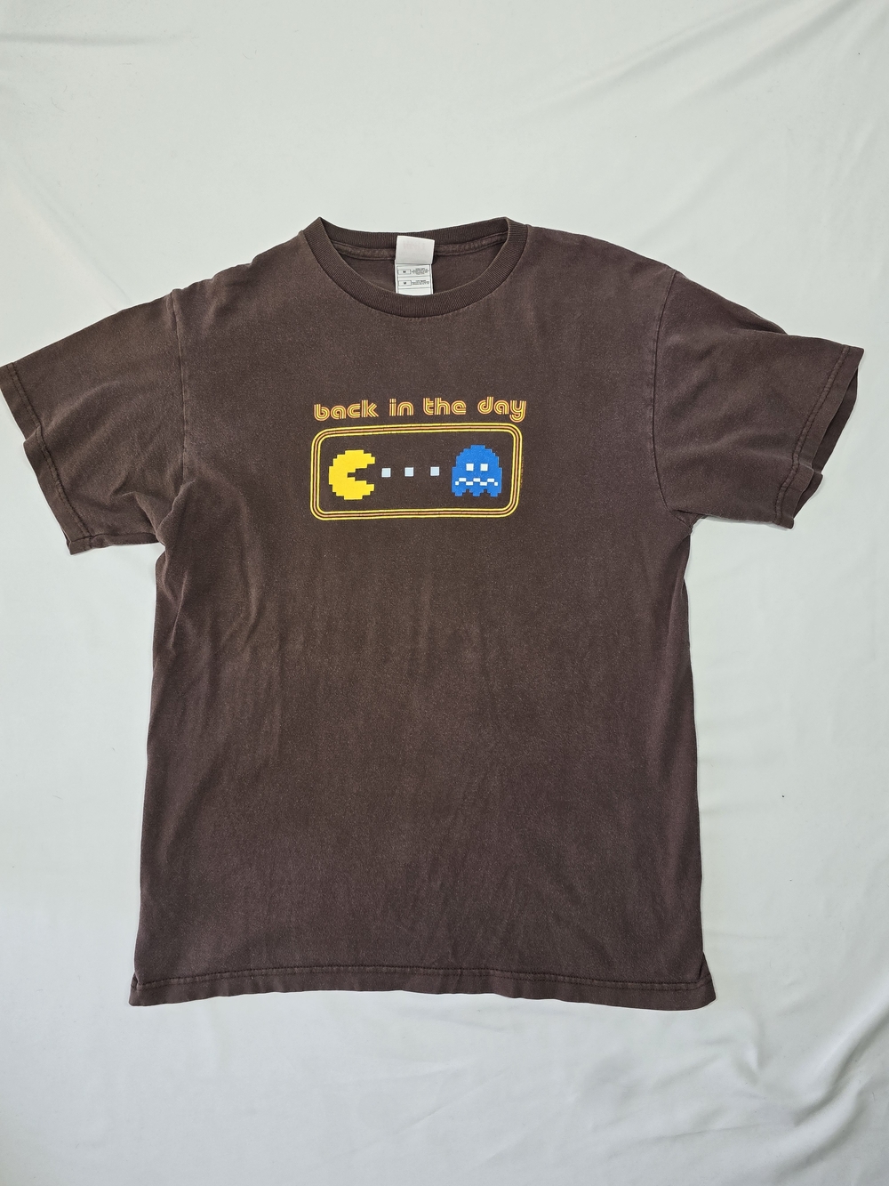 Vintage Fruit of the Loom Pac-Man Graphic Tee Brown Size Medium